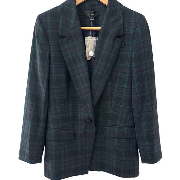 J. Crew Willa Blazer in Black Watch Tartan Bi-Stretch Wool Size 2 - Picture 3 of 10